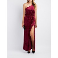 Velvet One-Shoulder Maxi Dress  Online only! Make your mark in this glamorous crushed velvet gown! The showstopping one-shoulder silhouette is secured by a ruched shoulder strap  d3PoRv9S 302429997