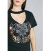 Shop Miss selfridge black Choker Neck Printed T-Shirt 12A95UBLK for Women in UAE S4WeQFdC
