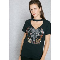 Shop Miss selfridge black Choker Neck Printed T-Shirt 12A95UBLK for Women in UAE
 S4WeQFdC