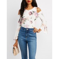 Floral Bell Sleeve Cold Shoulder Top Find the power of the flower in this stylish super soft knit top! Flat straps create a cute cold shoulder cIqSXUp3 302442053
