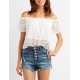 Lace Off-The-Shoulder Top  Fall in love with this flirty geometric lace top! Short sleeves stay sheer  O22mqWCE 302420295