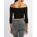 Off-The-Shoulder Lace-Up Crop Top This soft cotton top is extra sexy in an extra cropped shape! Attached quarter length sleeves sit off-the-shoulder for that skin baring style 13DvQJYt 302451174