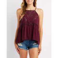 Lace Inset Keyhole Top Unlined panels of sweet lace add a fresh and romantic update to this swing shape tank top! Skinny shoulder straps frame a chic bib neckline plhqtWTw 302420821