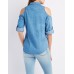 Chambray Cold Shoulder Button-Up Shirt Dream in jean with this flirty chambray woven top! A front button placket seals up this look from collar to hem MWm3Mtoe 302420809