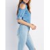 Chambray Cold Shoulder Button-Up Shirt Dream in jean with this flirty chambray woven top! A front button placket seals up this look from collar to hem MWm3Mtoe 302420809