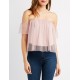 Tulle Off-The-Shoulder Top  A sheer tulle overlay top is the perfect look for any ballerina off-duty! Cinched elastic sculpts a sexy off-the-shoulder neckline  aupDJfp6 302377079