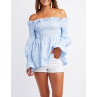 Striped Smocked Off-The-Shoulder Top This lovely top comes with the most darling details! Ruffles trim the off-the-shoulder silhouette that is shaped by a smocked bust eLLJVNKd 302388074